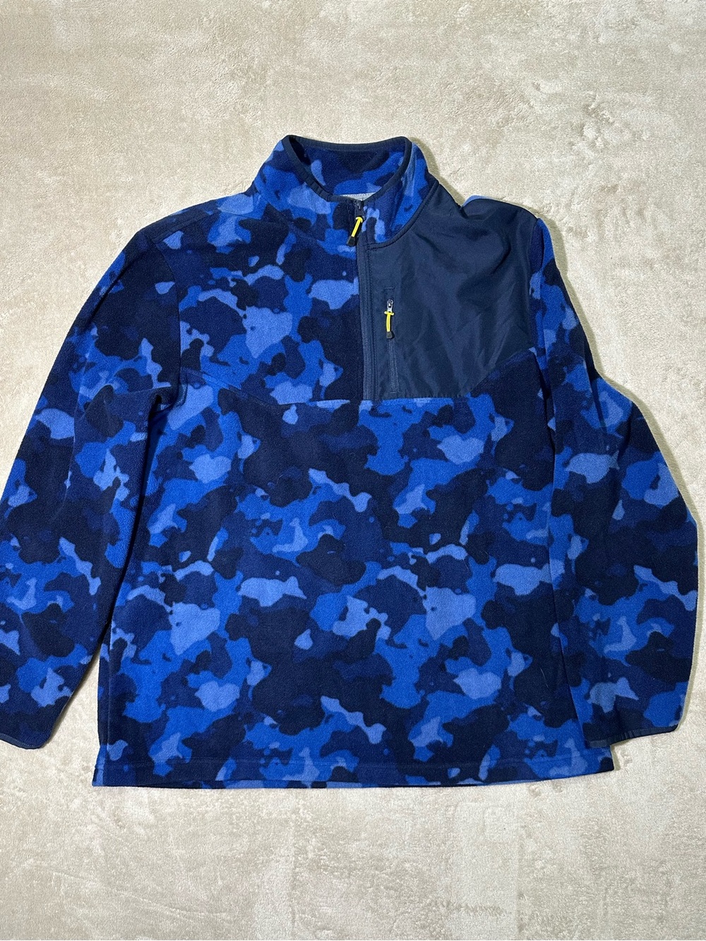 Starter Men’s XL Blue Camo Fleece Pullover 1/4 Zip Outdoor Jacket Vintage Style